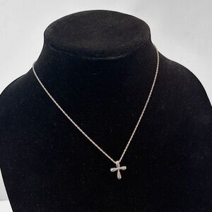 Nina Ricci Rhodium Cross Pendant Necklace
